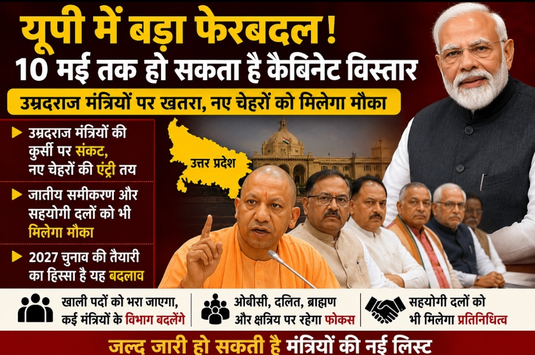 यूपी में बड़ा फेरबदल 10 मई तक हो सकता है कैबिनेट विस्तार, कई मंत्रियों पर खतरा