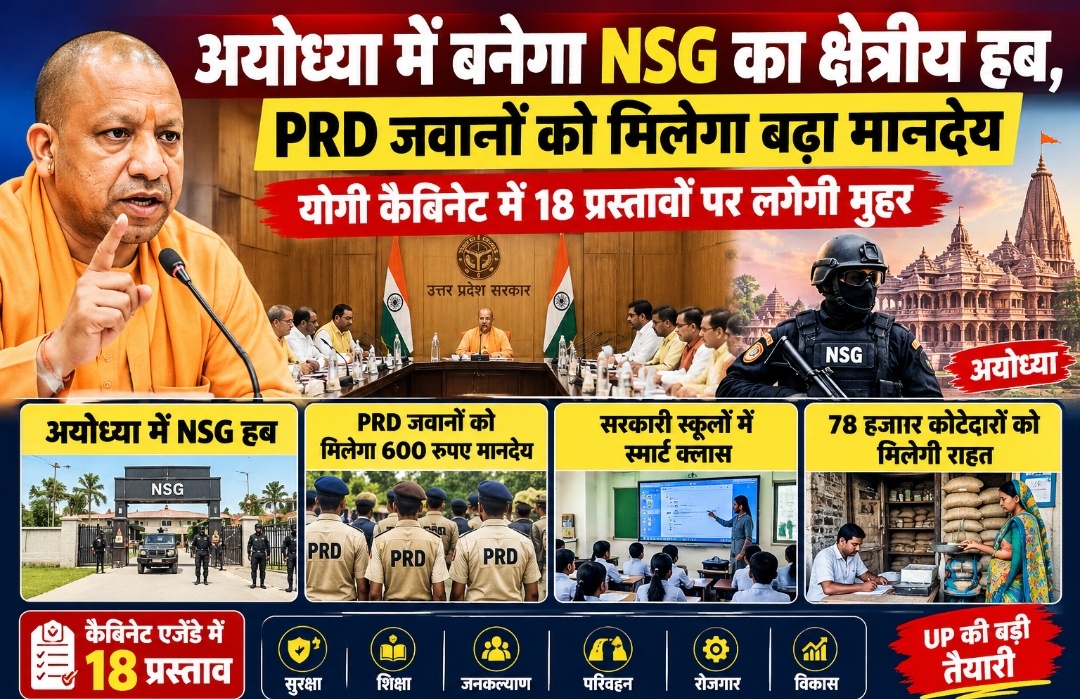 अयोध्या में बनेगा NSG का क्षेत्रीय हब, PRD जवानों को मिलेगा बढ़ा मानदेय; योगी कैबिनेट में 18 प्रस्तावों पर लग सकती है  मुहर
